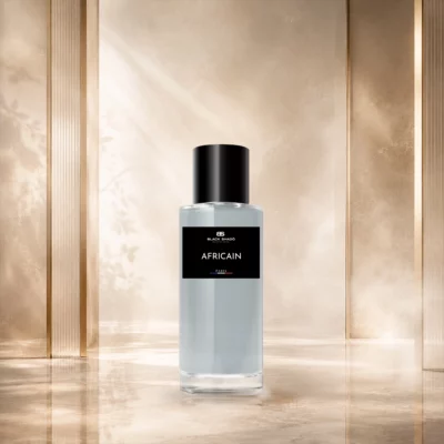 Visuel du parfum AFRICAIN, avec son flacon, son étiquette et sa présentation produit